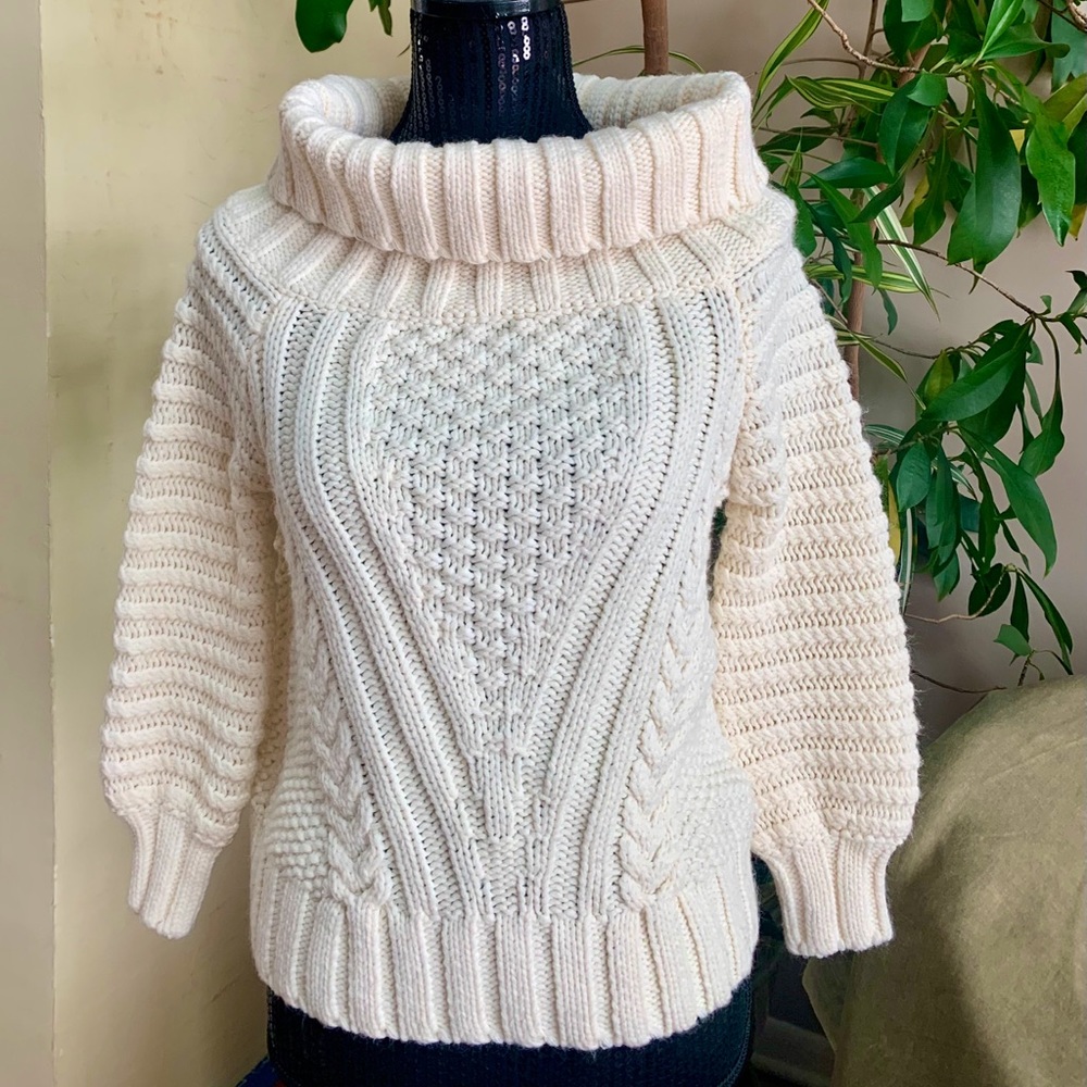 Woven, Knitted Ribbed H&M Cream Sweater
